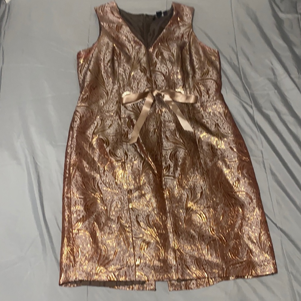 R & M Richards Metallic Retro Style Brown/ Gold Cocktail Dress